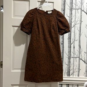 UNIVERSAL THREAD GOOD CO BROWN JEAN LEOPARD DRWSS WITH PUFF SLEEVES-SIZE 2